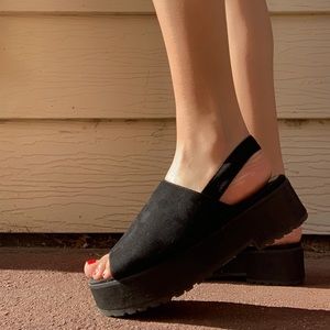 SOLD Black Ankle Strap Platforms